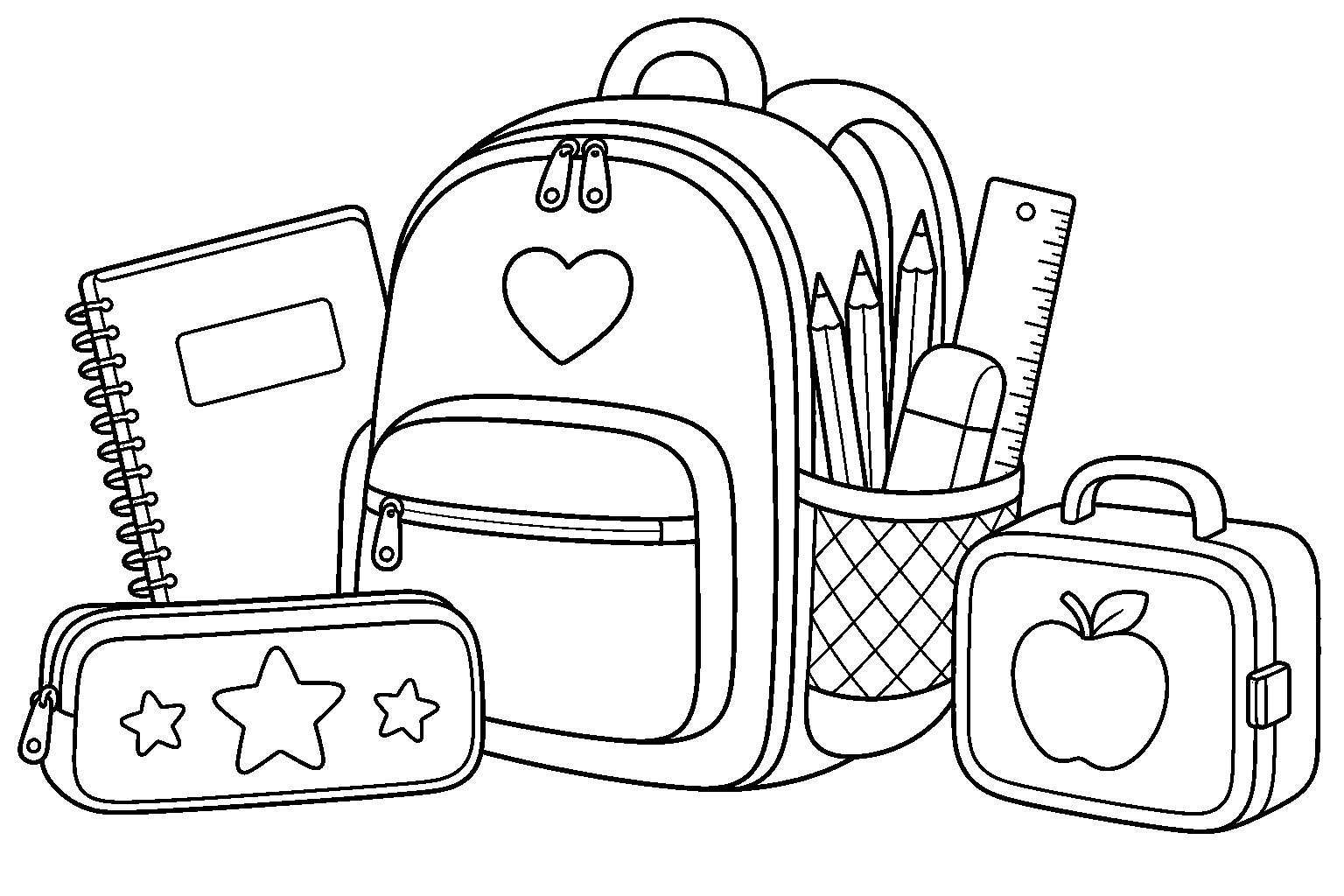 Printable backpack coloring page for back-to-school routines.