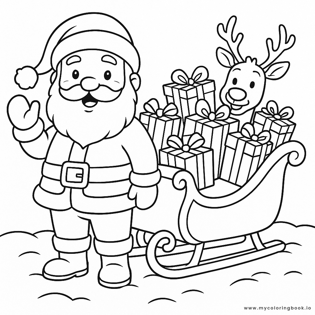 Preview of a Santa Claus Christmas coloring page.