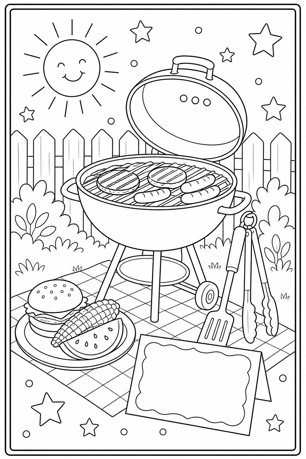 Printable Father's Day grill coloring page.