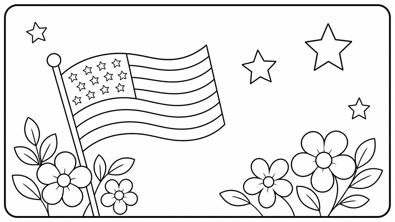 Preview of a Memorial Day travel binder coloring page.
