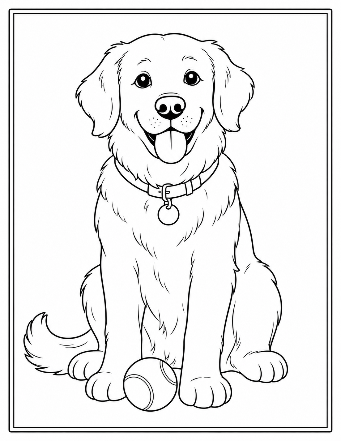 Printable dog portrait coloring page.