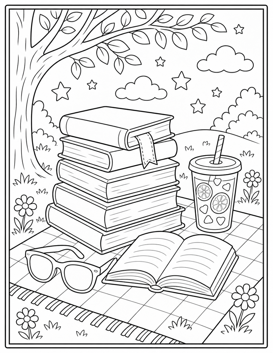 Printable summer reading coloring page.